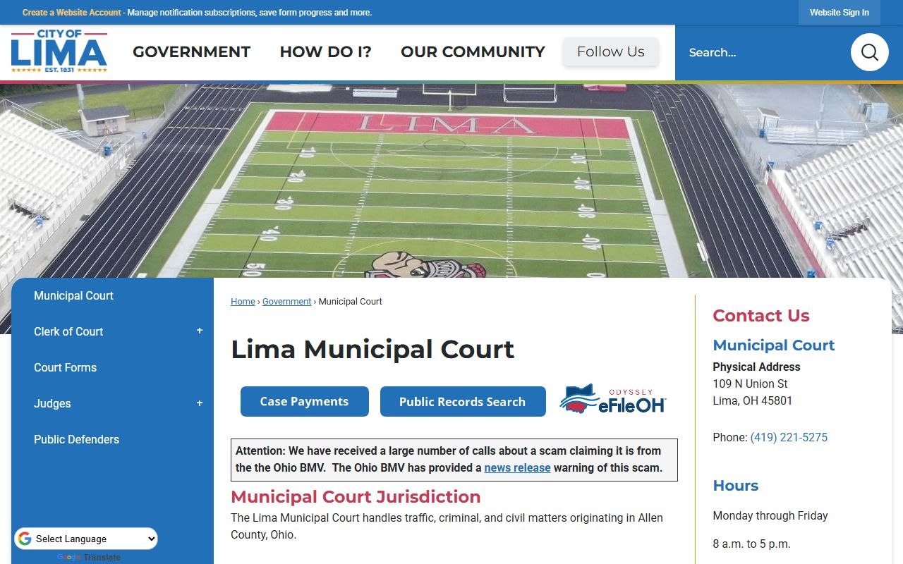 Allen County warrant records Lima Municipal Court