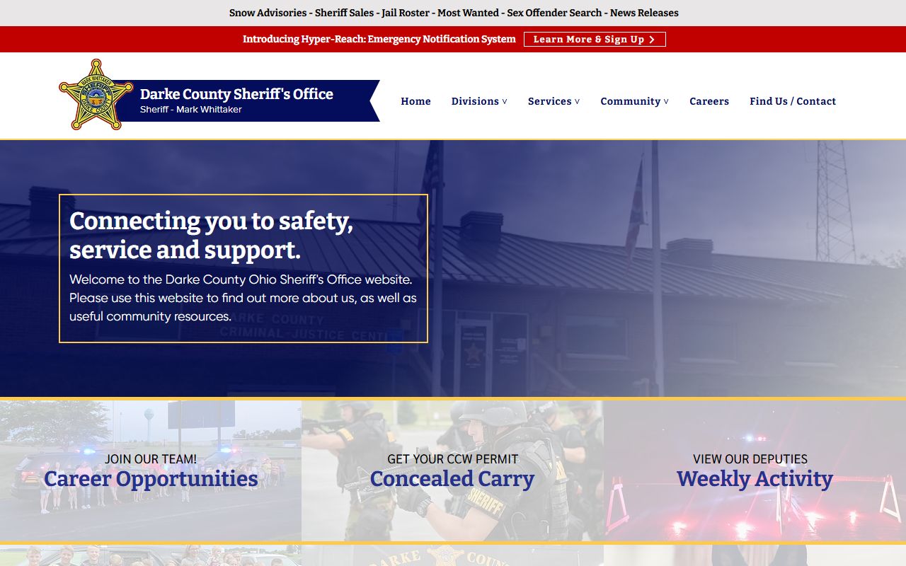 Darke County Sheriff website for Darke County warrant records