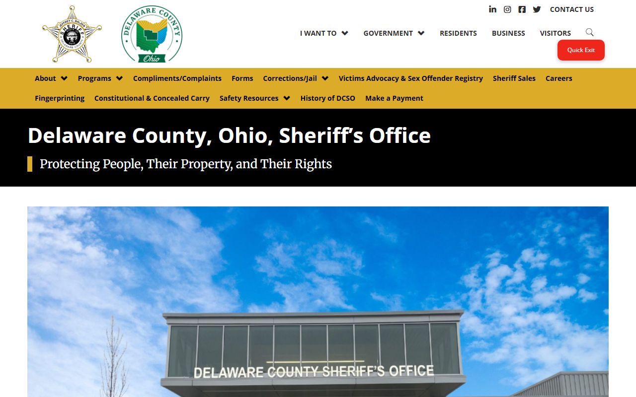 Delaware County Sheriff website for Delaware County warrant records