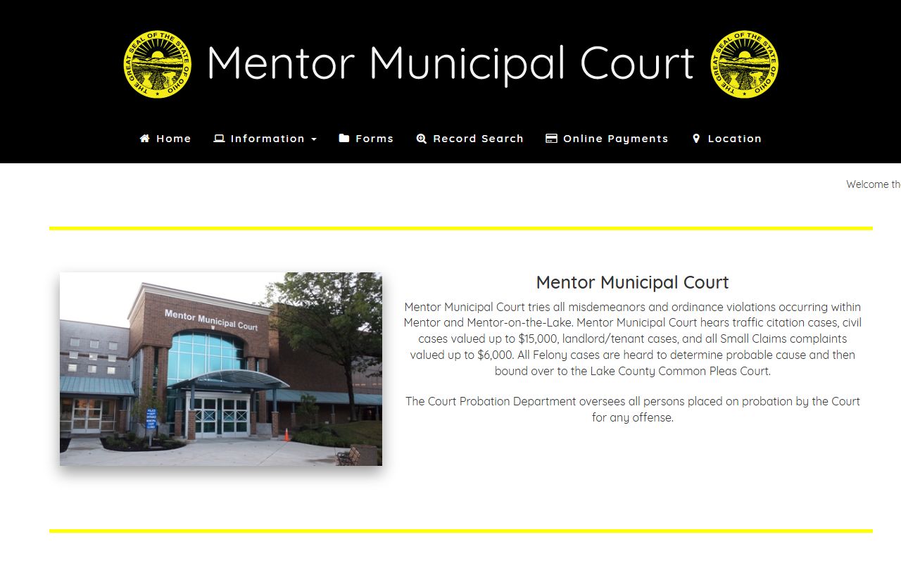 Lake County warrant records Mentor Municipal Court website