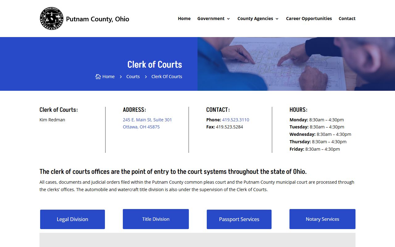 Putnam County Clerk of Courts website