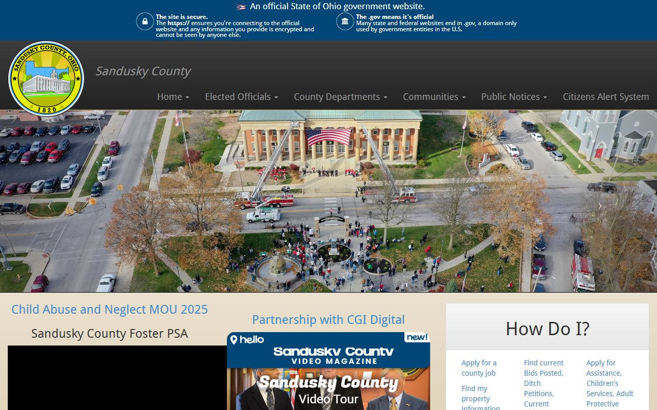 Sandusky County government website with public records access